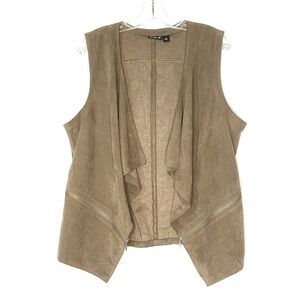Allen B. Tan Vegan Suede Open Waterfall Vest